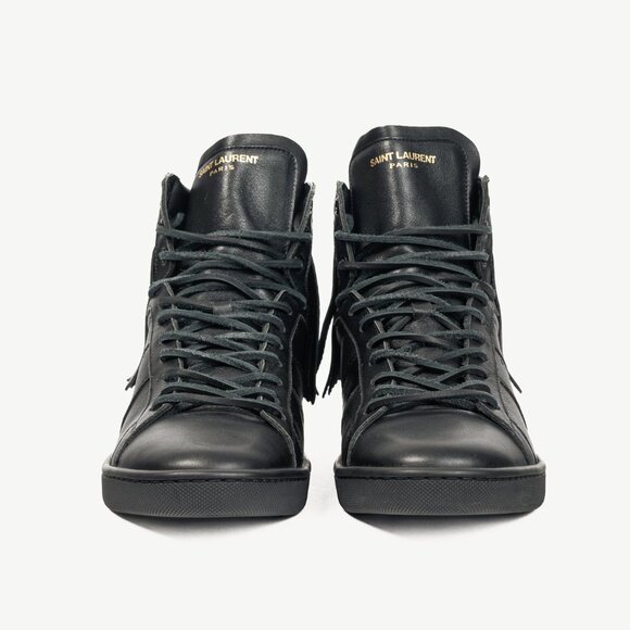 Saint Laurent SL/18H High Black Fringe High-Top Sneakers - Picture 2 of 13